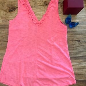 Lilly Pulitzer Coral Tank Top with Ruffle Detail